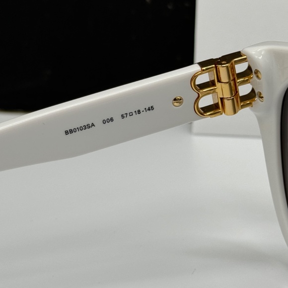 NEW BB0103SA 006 BALENCIAGA WHITE GREY WOMEN BALENCIAGA SUNGLASSES - Picture 9 of 11